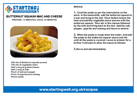 A recipe card for an Easy Macaroni Cheese. Click to download PDF. 